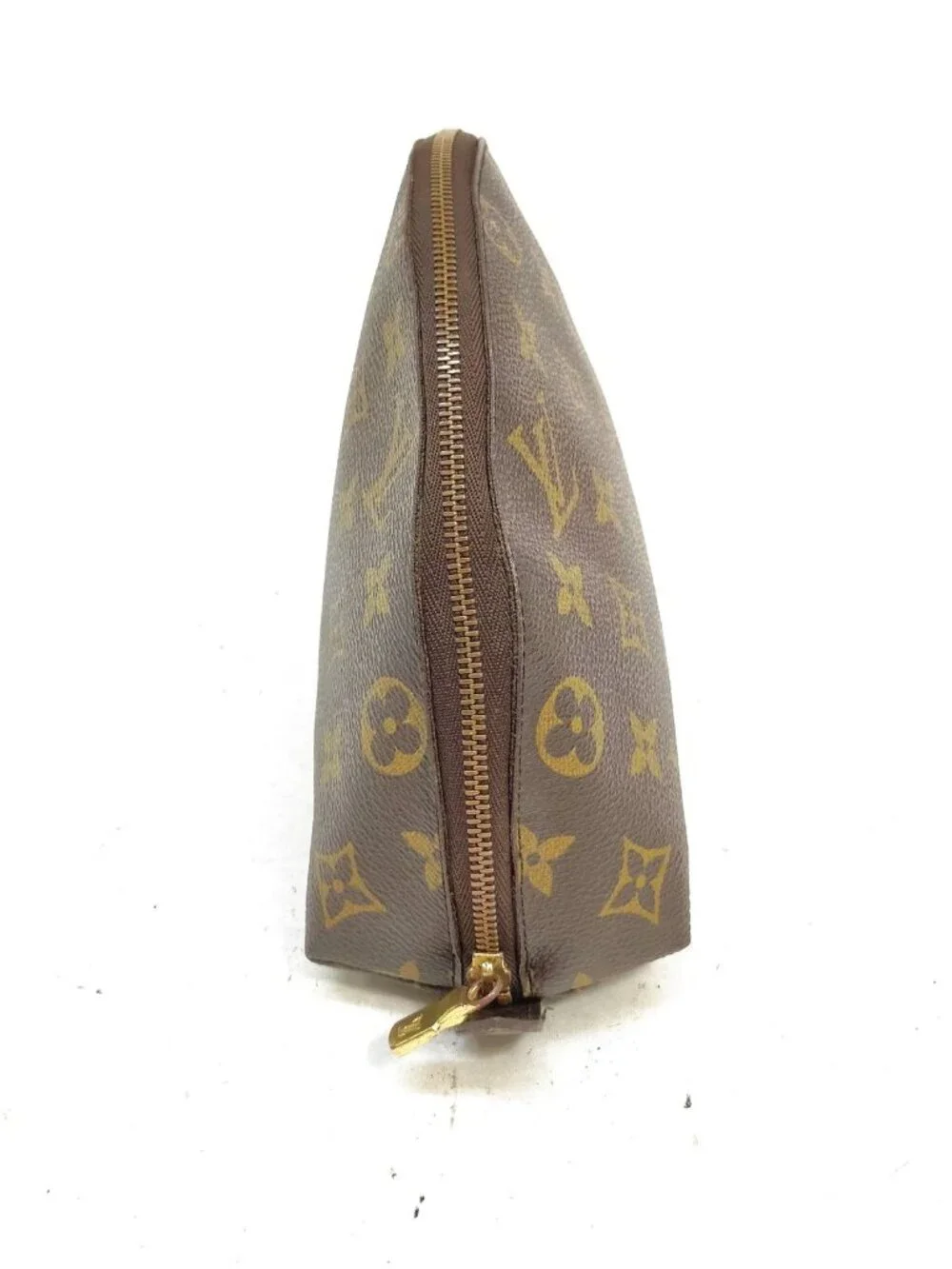 Authentic Louis Vuitton Monogram Demi Ronde Cosmetic Pouch Brown Canvas Luxury